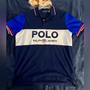 Polo Ralph Lauren Navy and White Logo Mesh Shirt Classic Fit Large Men